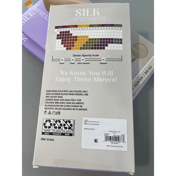 Silk Impressions Pantyhose Size Large Shimmer Sheer Beige 20 Denier 2 Pair NEW - Picture 3 of 6